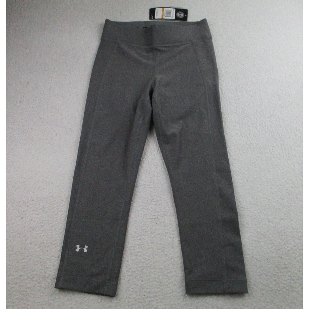 NWT Under Armour Compression Capri Leggings Womens S Gray HeatGear Gym Workout